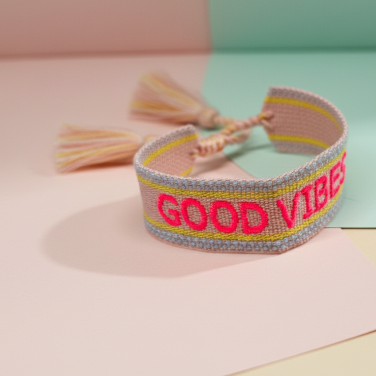 GOOD VIBES Woven Bracelet   Positivity You Can Wear