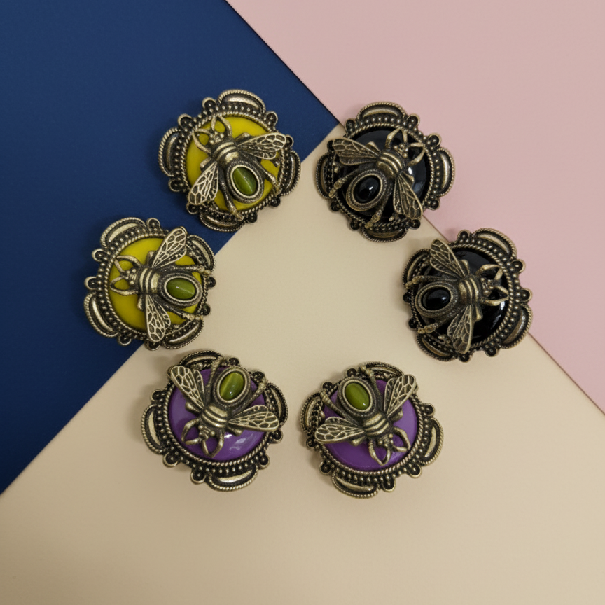 Vintage Bee Enamel Stud Earrings  MikiGup