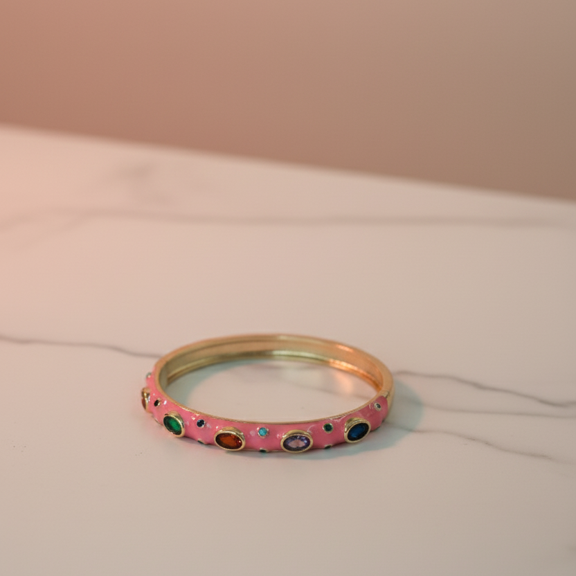 Celeste Enamel Gem Bangle  Luxe Pastel Edition
