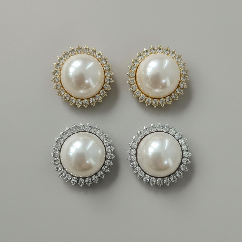 Classic Pearl Halo Stud Earrings