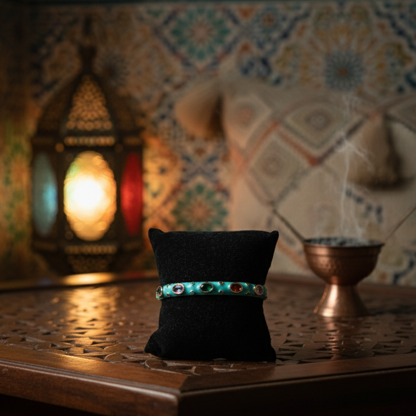 Celeste Enamel Gem Bangle  Luxe Pastel Edition