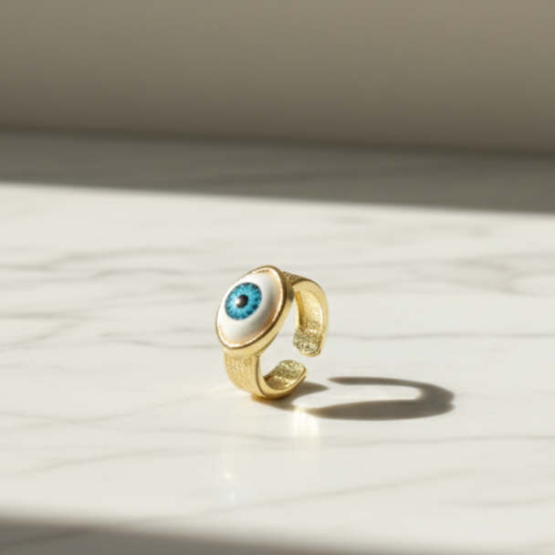 Celeste Evil Eye Ring Bold Protection in Gold