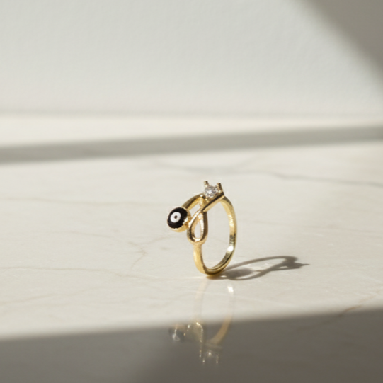 Evil Eye Twist Ring  Minimal Protection in Gold