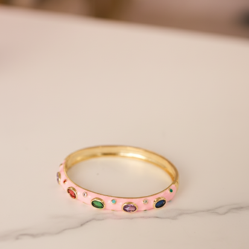 Celeste Enamel Gem Bangle  Luxe Pastel Edition