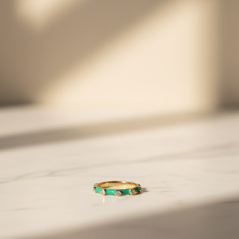 Enamel Glow Stacker Ring