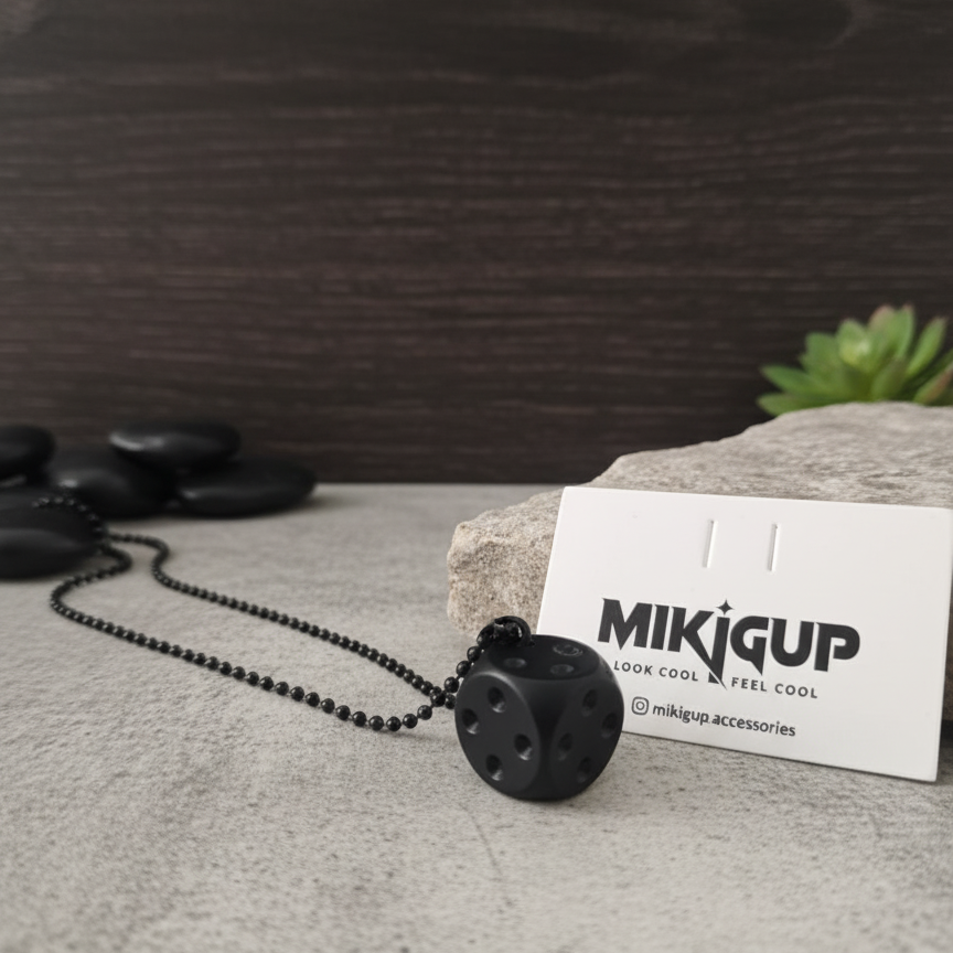 Black Dice Pendant Chain – MikiGup Street Luck Edition