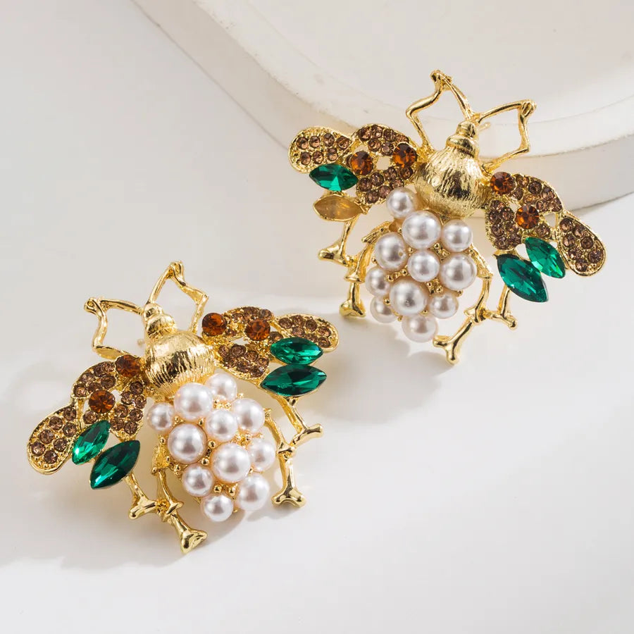 Pearl & Crystal Bee Earrings