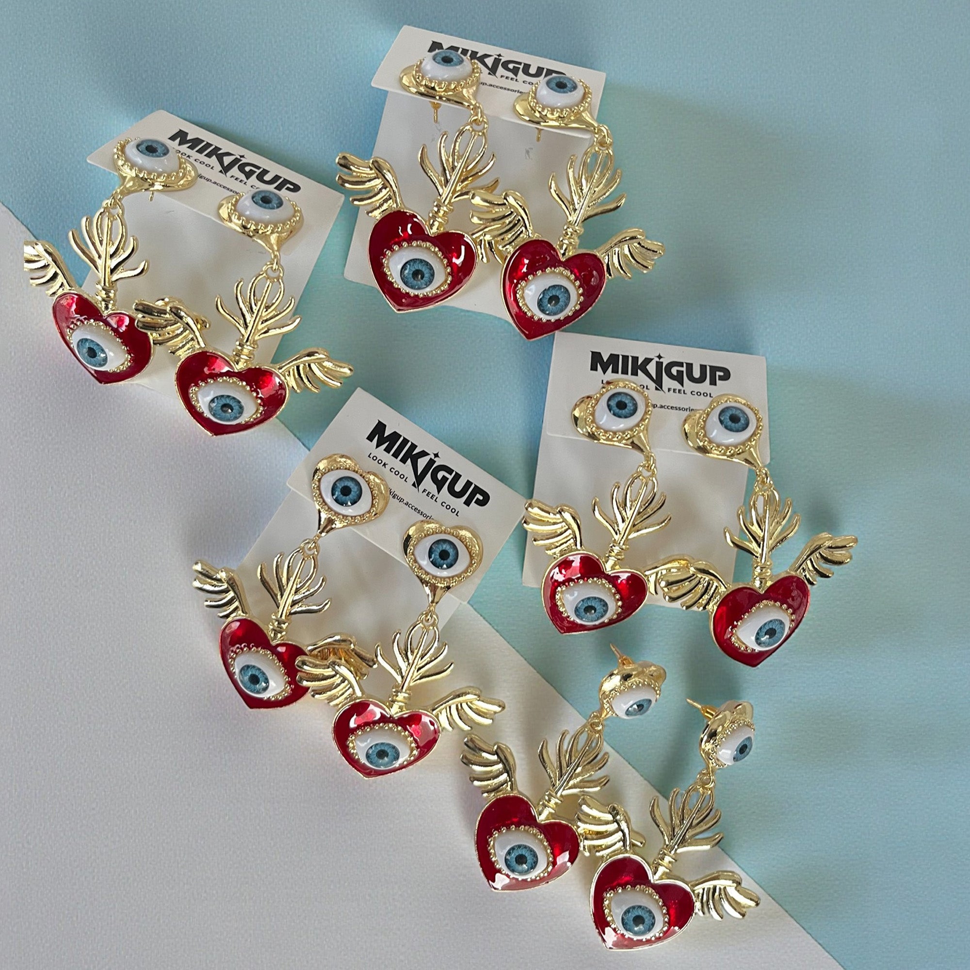 Evil Eye Heart Drop Earrings