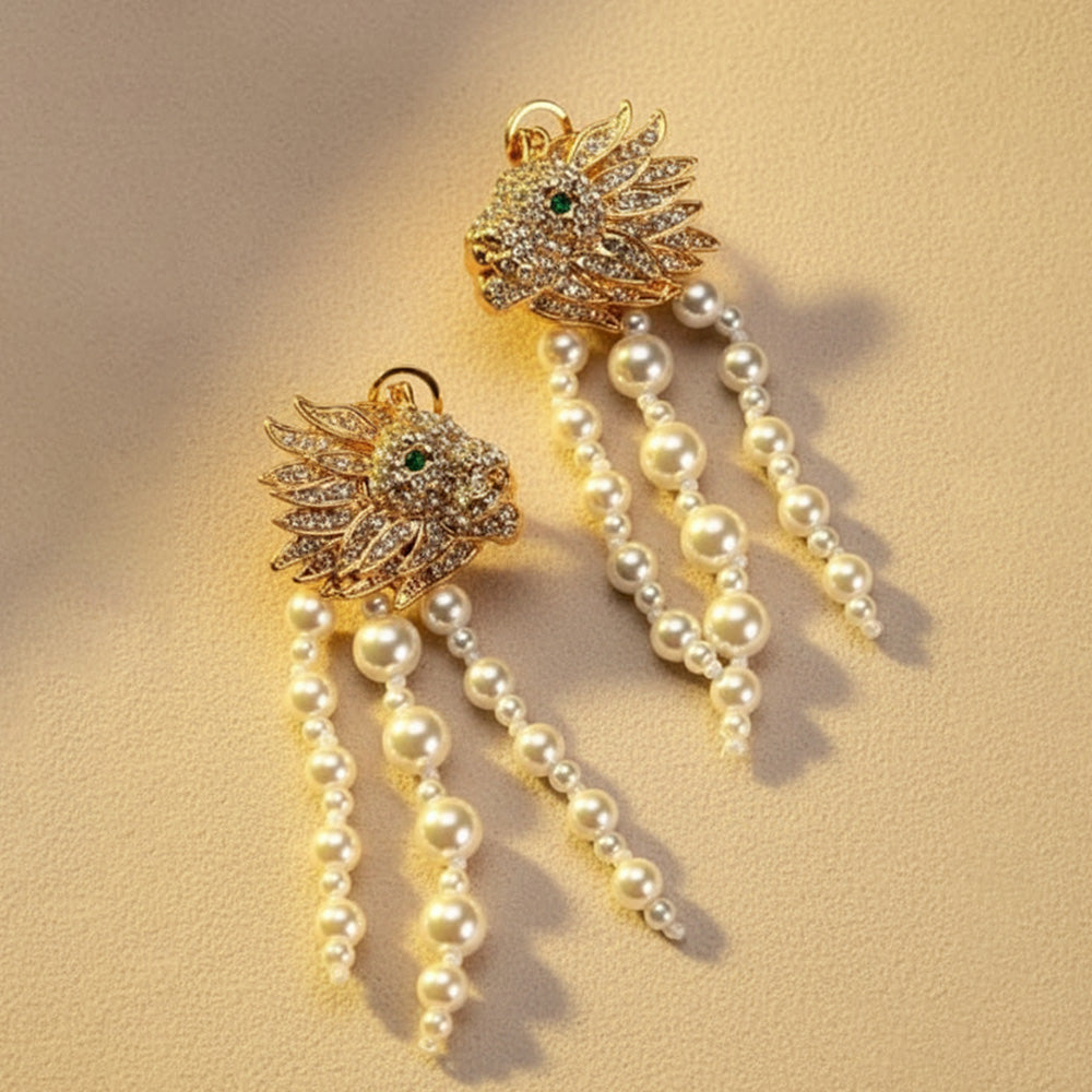 Pearl Waterfall Statement Necklace & Earrings Set