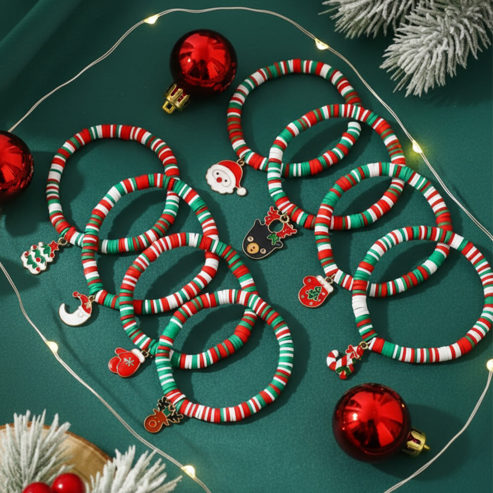 Christmas Charm Stack Bracelet Set